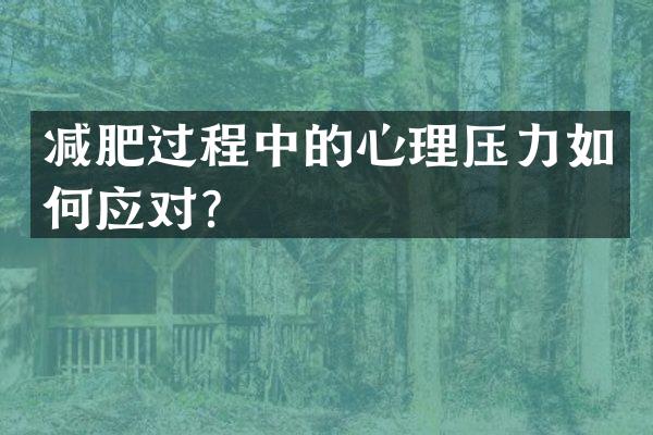 减肥过程中的心理压力如何应对？