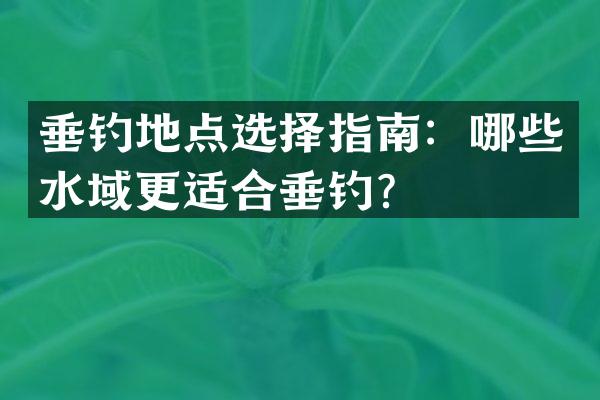 垂钓地点选择指南：哪些水域更适合垂钓？