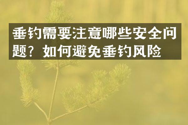 垂钓需要注意哪些安全问题？如何避免垂钓风险？