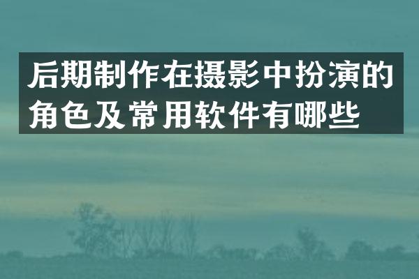 后期制作在摄影中扮演的角色及常用软件有哪些？