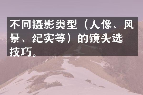 不同摄影类型（人像、风景、纪实等）的镜头选择技巧。