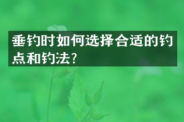 垂钓时如何选择合适的钓点和钓法？