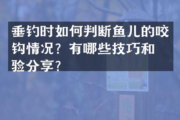 垂钓时如何判断鱼儿的咬钩情况？有哪些技巧和经验分享？