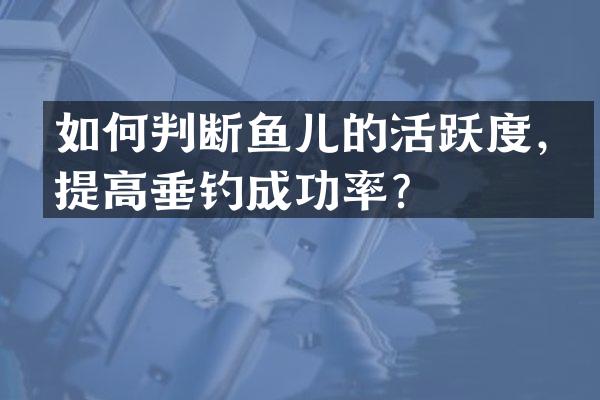 如何判断鱼儿的活跃度，提高垂钓成功率？