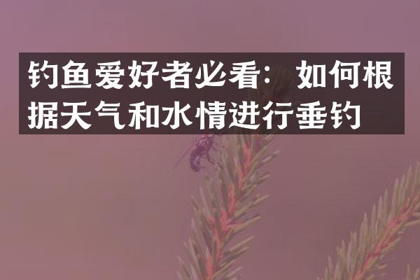 钓鱼爱好者必看：如何根据天气和水情进行垂钓？