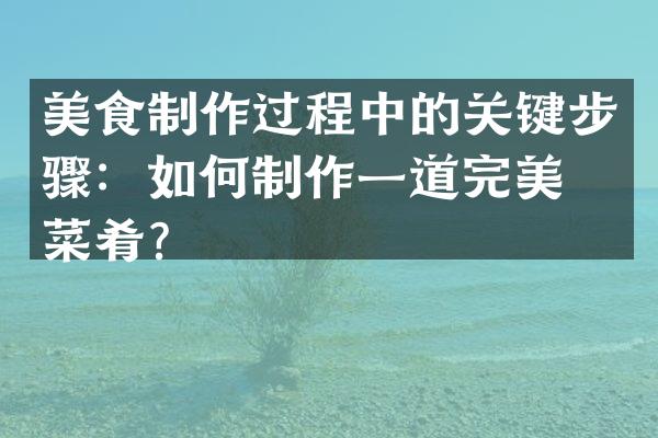 美食制作过程中的关键步骤：如何制作一道完美的菜肴？