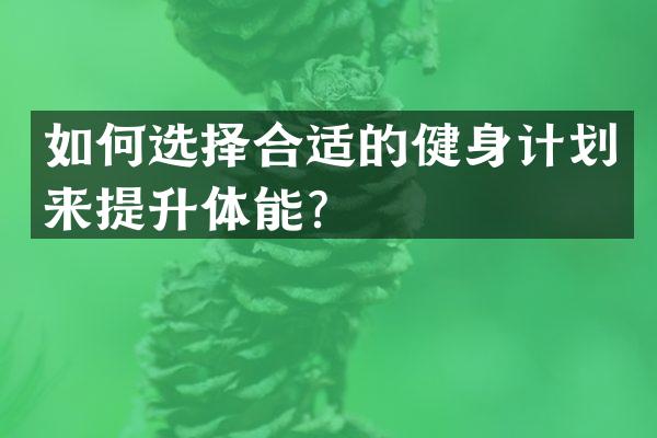 如何选择合适的健身计划来提升体能？