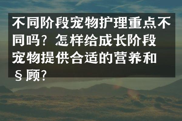 不同阶段宠物护理重点不同吗？怎样给成长阶段的宠物提供合适的营养和照顾？