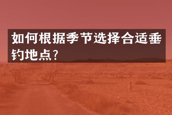 如何根据季节选择合适垂钓地点？
