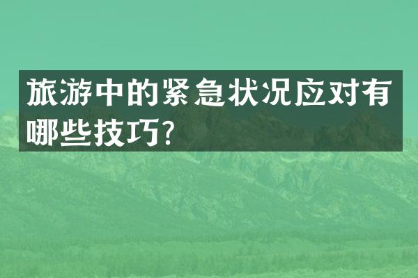 旅游中的紧急状况应对有哪些技巧?