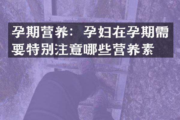 孕期营养：孕妇在孕期需要特别注意哪些营养素？