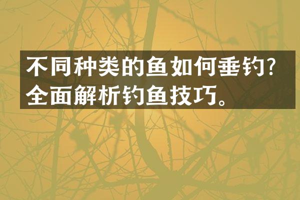 不同种类的鱼如何垂钓？全面解析钓鱼技巧。