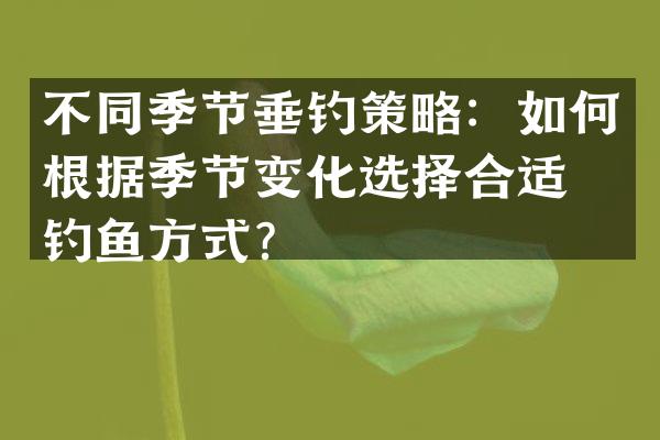 不同季节垂钓策略：如何根据季节变化选择合适的钓鱼方式？