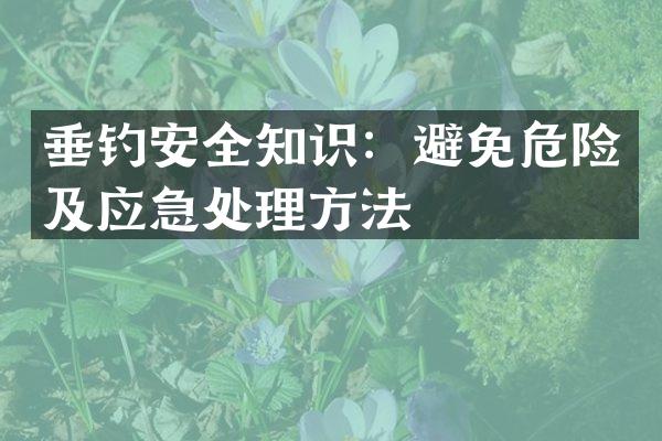 垂钓安全知识：避免危险及应急处理方法
