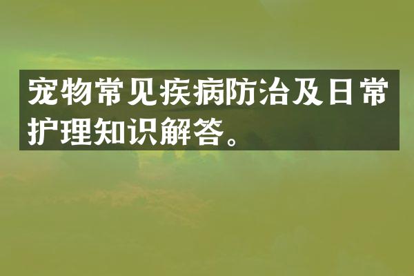 宠物常见疾病防治及日常护理知识解答。
