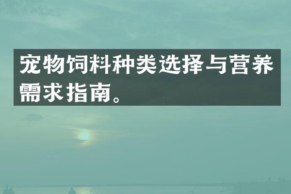 宠物饲料种类选择与营养需求指南。