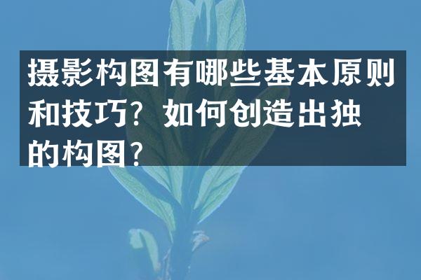 摄影构图有哪些基本原则和技巧？如何创造出独特的构图？