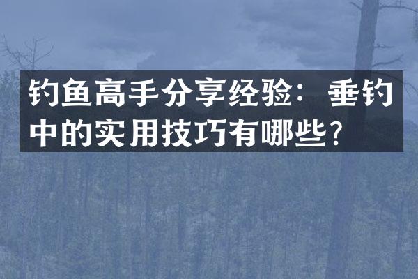 钓鱼高手分享经验：垂钓中的实用技巧有哪些？