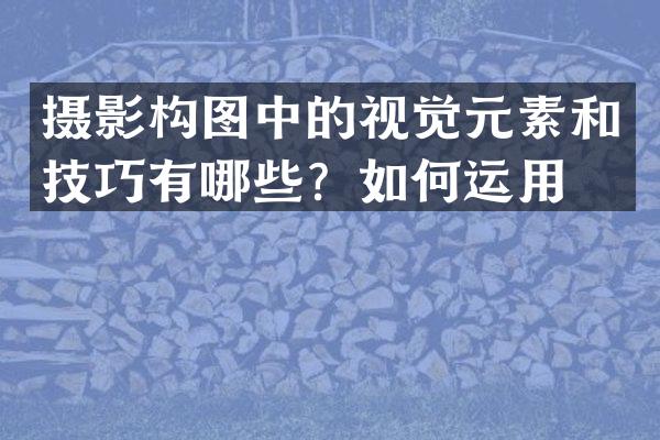 摄影构图中的视觉元素和技巧有哪些？如何运用？