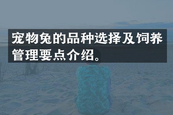 宠物兔的品种选择及饲养管理要点介绍。