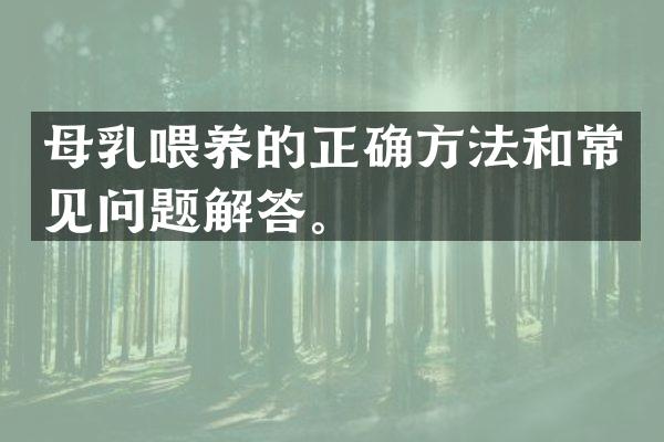 母乳喂养的正确方法和常见问题解答。