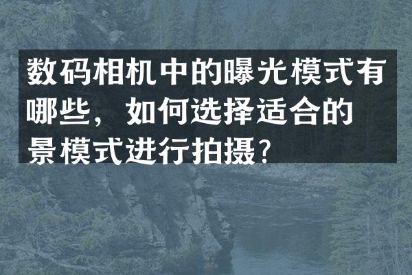 数码相机中的曝光模式有哪些，如何选择适合的场景模式进行拍摄？