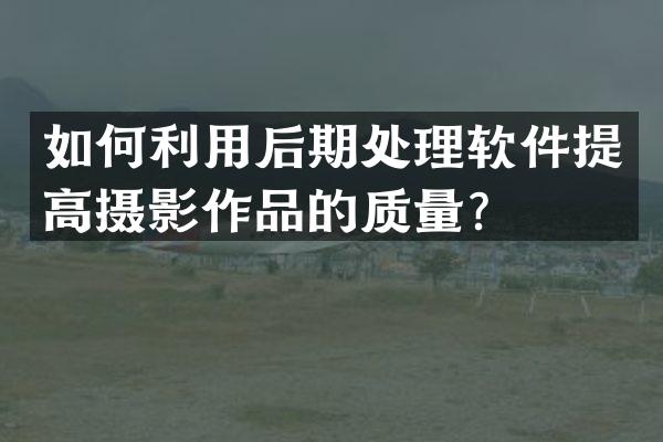 如何利用后期处理软件提高摄影作品的质量？