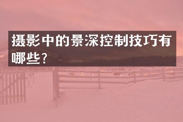 摄影中的景深控制技巧有哪些？