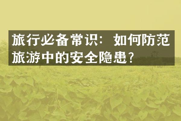 旅行必备常识：如何防范旅游中的安全隐患？