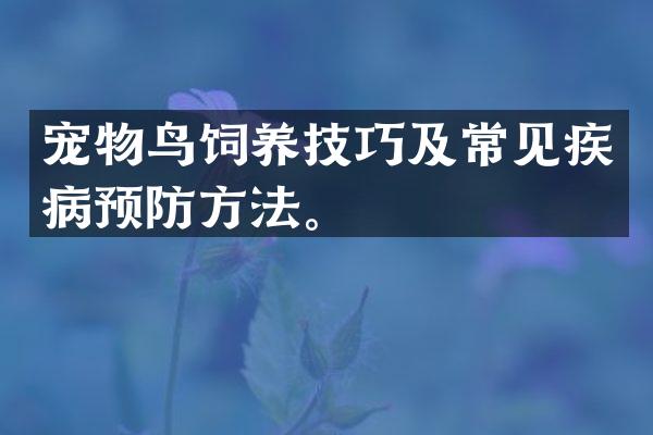宠物鸟饲养技巧及常见疾病预防方法。