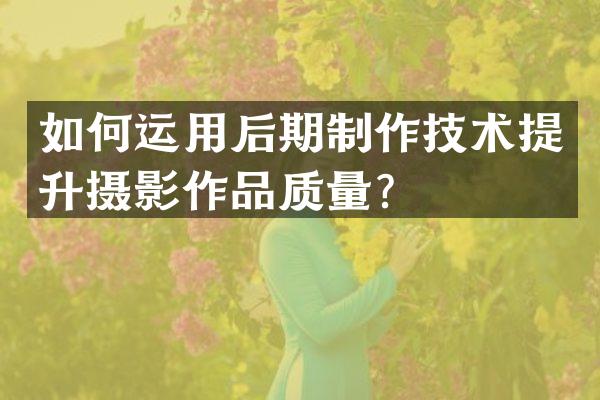 如何运用后期制作技术提升摄影作品质量？
