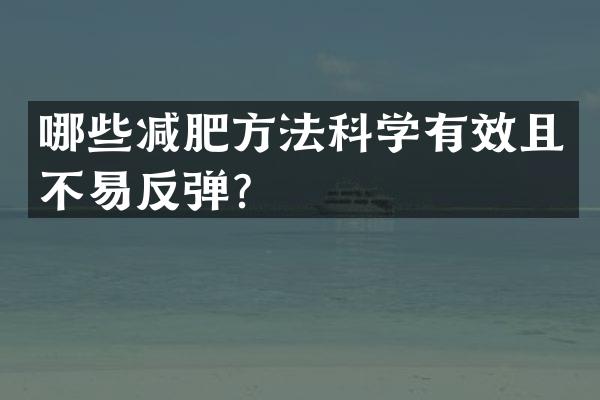 哪些减肥方法科学有效且不易反弹？