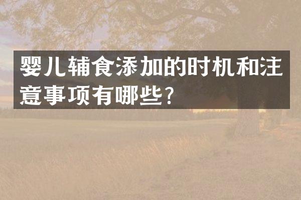 婴儿辅食添加的时机和注意事项有哪些？