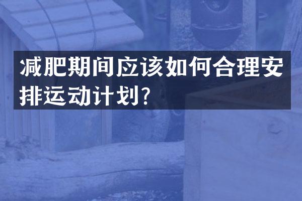 减肥期间应该如何合理安排运动计划？