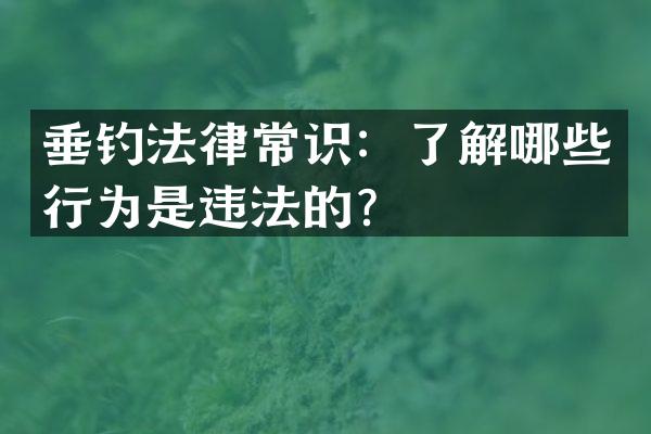 垂钓法律常识：了解哪些行为是违法的？