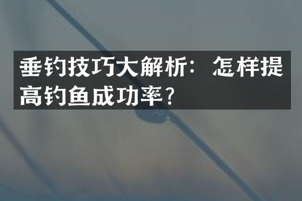 垂钓技巧大解析：怎样提高钓鱼成功率？