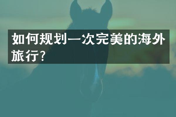 如何规划一次完美的海外旅行？