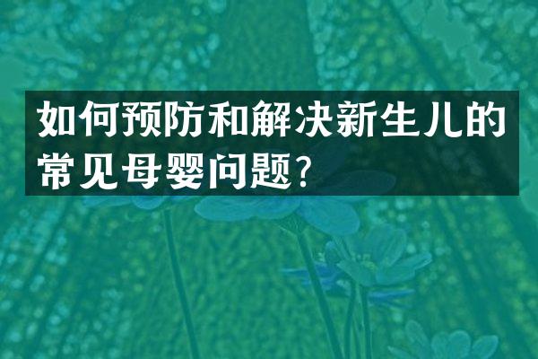 如何预防和解决新生儿的常见母婴问题？