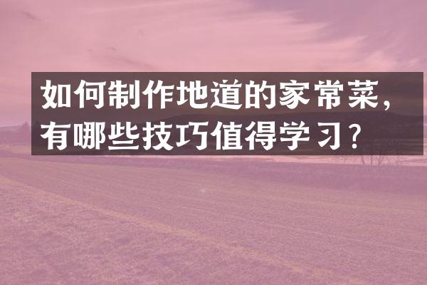 如何制作地道的家常菜，有哪些技巧值得学习？