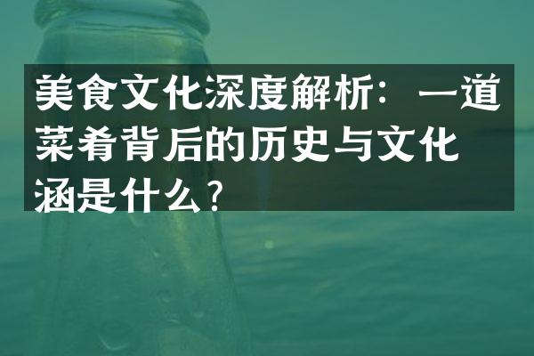 美食文化深度解析：一道菜肴背后的历史与文化内涵是什么？