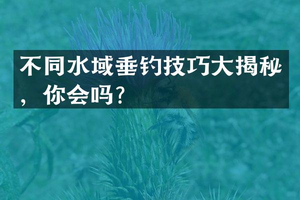 不同水域垂钓技巧大揭秘，你会吗？