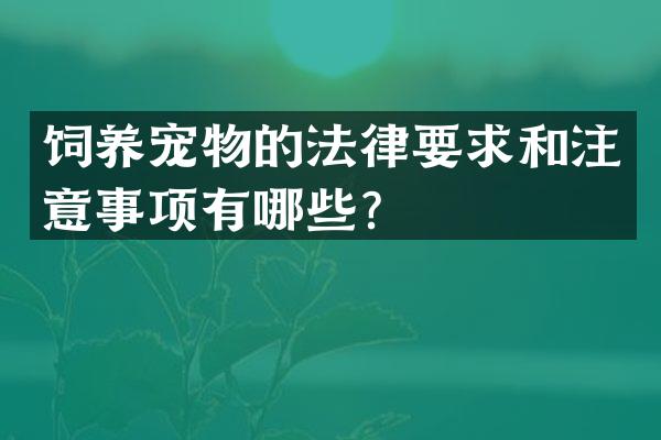 饲养宠物的法律要求和注意事项有哪些？