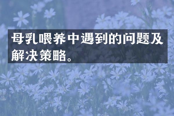 母乳喂养中遇到的问题及解决策略。