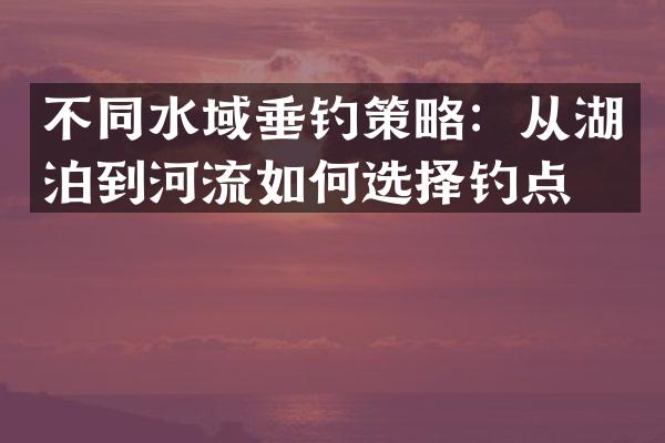 不同水域垂钓策略：从湖泊到河流如何选择钓点？