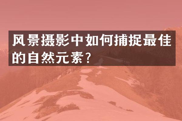 风景摄影中如何捕捉最佳的自然元素？