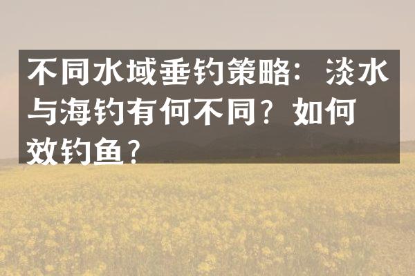 不同水域垂钓策略：淡水与海钓有何不同？如何有效钓鱼？