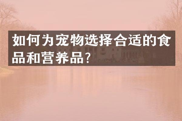 如何为宠物选择合适的食品和营养品？