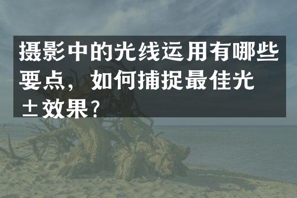 摄影中的光线运用有哪些要点，如何捕捉最佳光影效果？