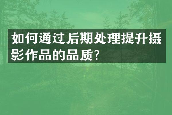 如何通过后期处理提升摄影作品的品质？