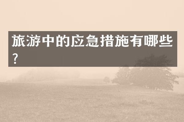 旅游中的应急措施有哪些？